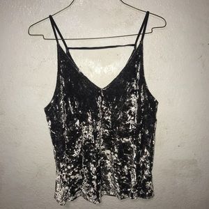 Crushed Velvet Grey Silver Tank Top